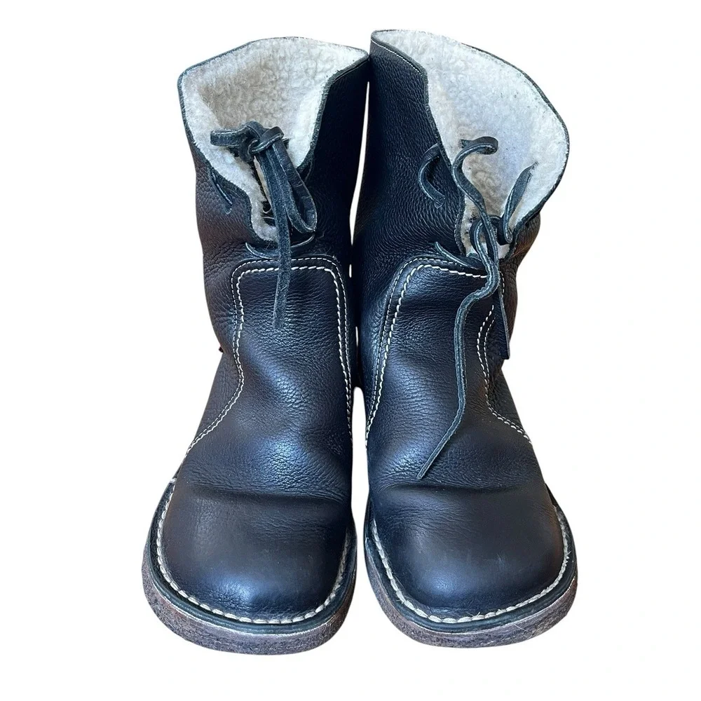 Duckfeet Women's Arhus Black Leather Sheep Wool Lining- Boots Size EU 40/ 9.5 US